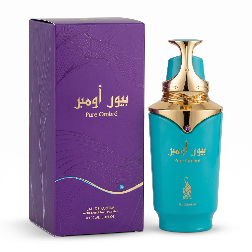 Perfume bottle and packaging of 'Pure Ombre' on a white background