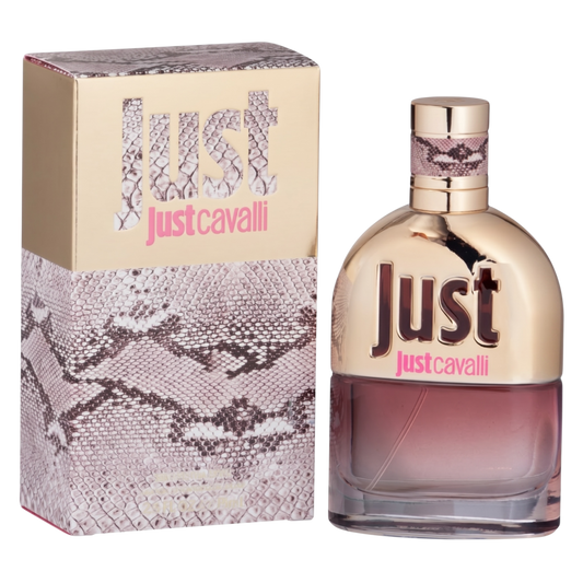 Just Cavalli perfume bottle and packaging on a white background