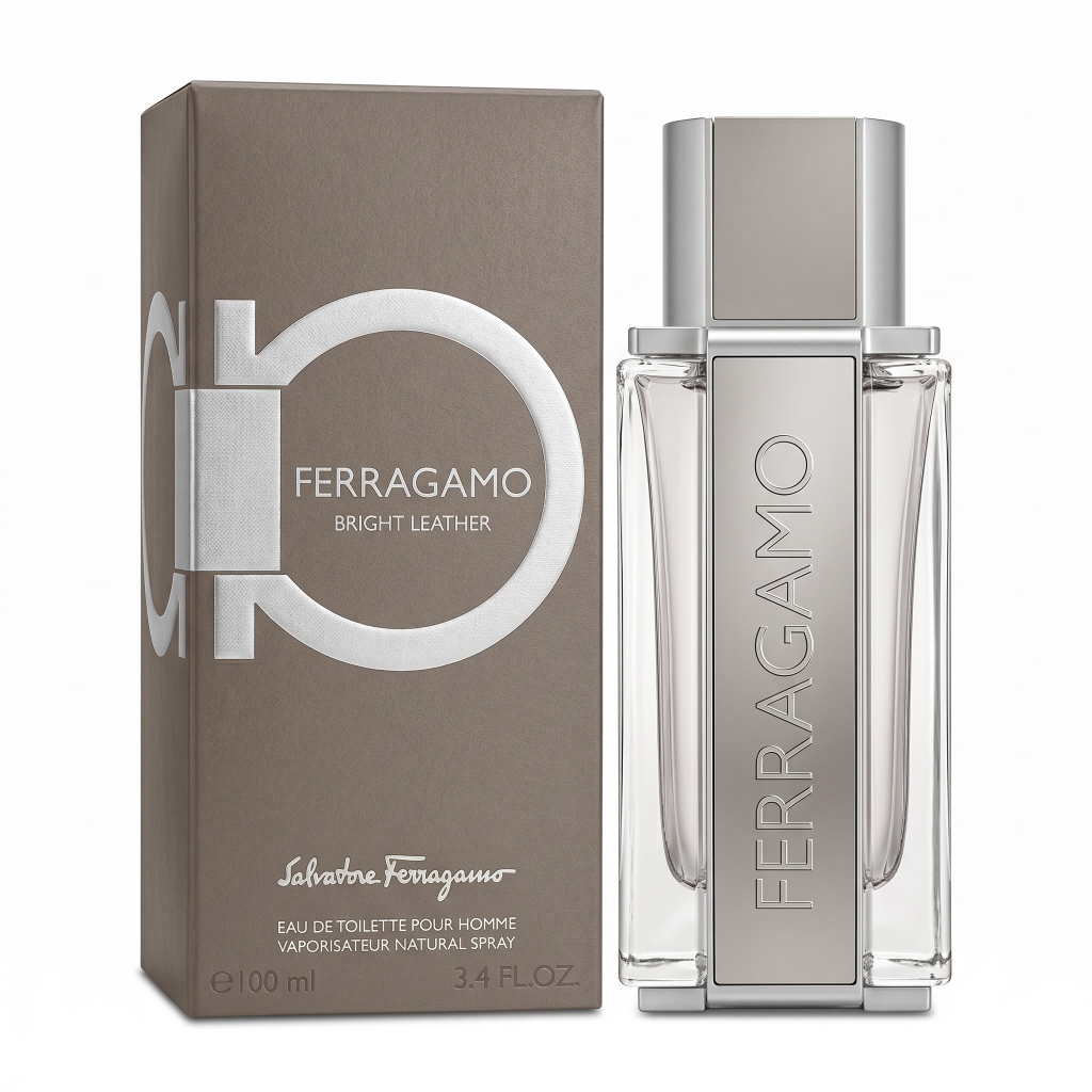 Ferragamo men's perfume bottle and packaging on a white background