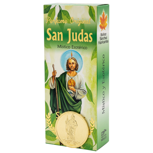San Judas Esoteric Perfume with Collectible  Protective Amulet Medallion
