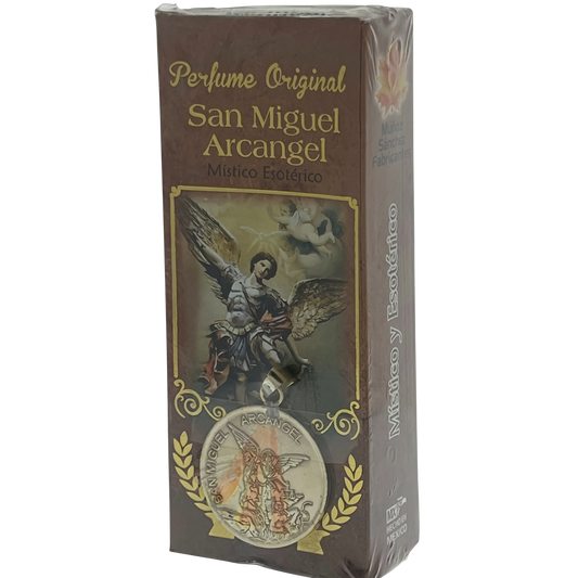 Packaged perfume with angelic design and text on a white background