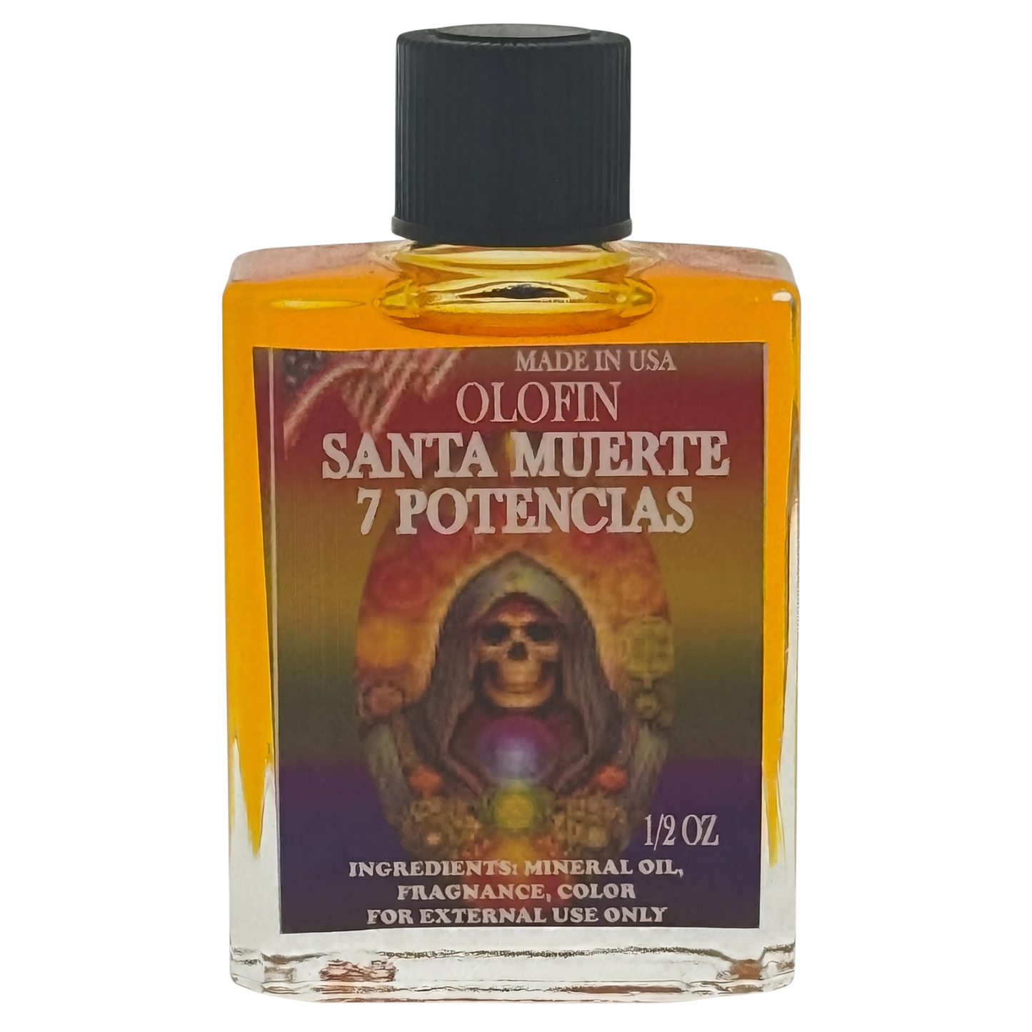 Santa Muerte 7 Potencia Santo Aceite Esoteric Fragrance Oil 1/2oz-1oz Square Bottle