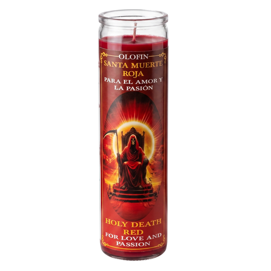 Santa Muerte Rojo (Holy Death Red) Prepared Ritual Candle Perfumed Vela Preparada