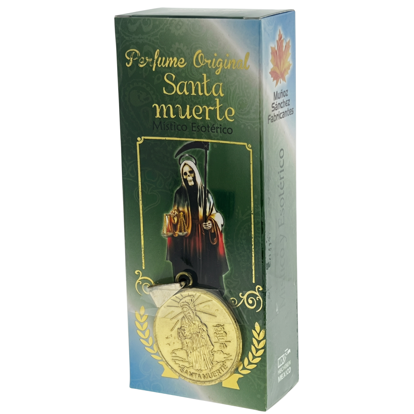 Santa Muerte Esoteric Perfume with Collectible  Protective Amulet Medallion