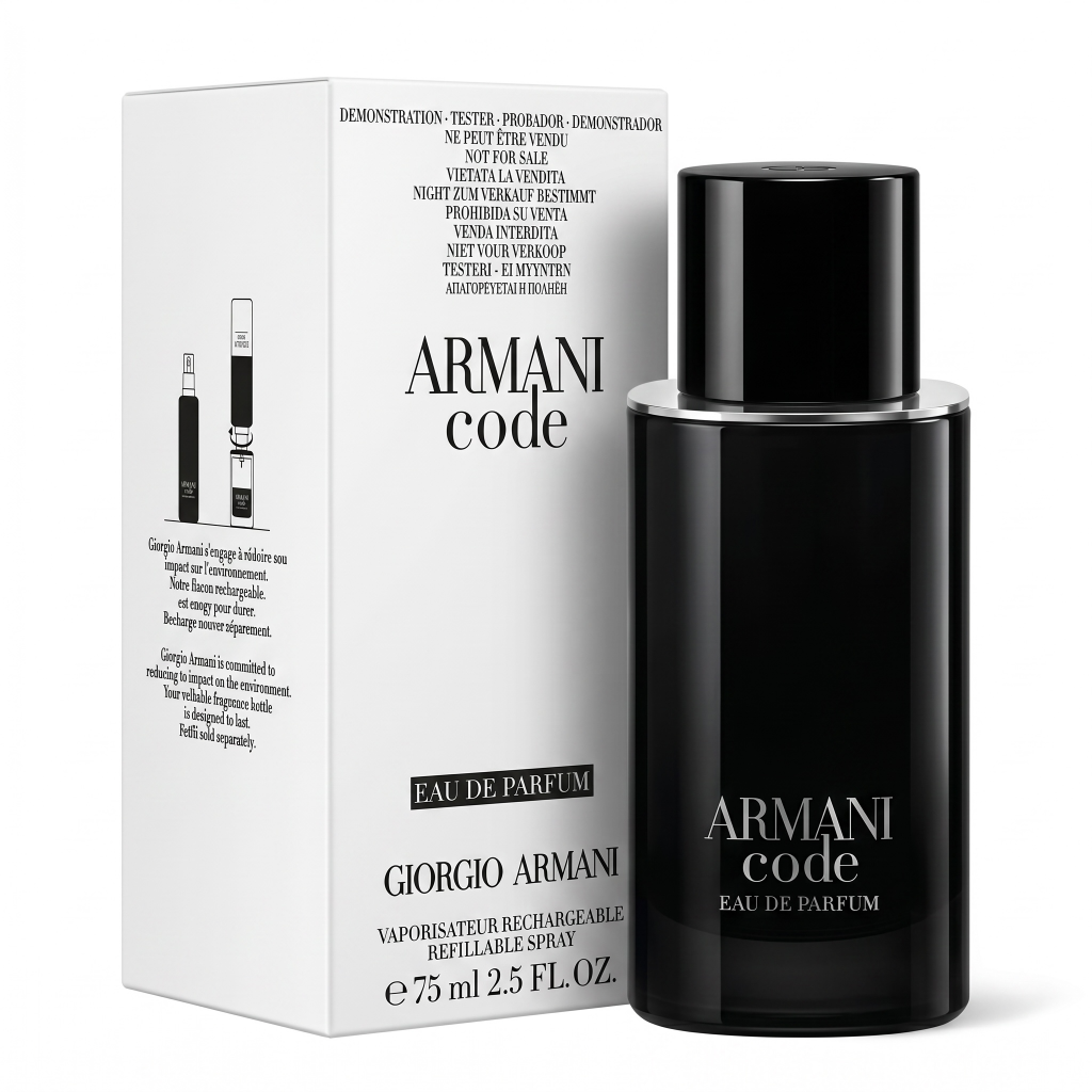 Armani Code Eau de Parfum bottle and packaging on a white background