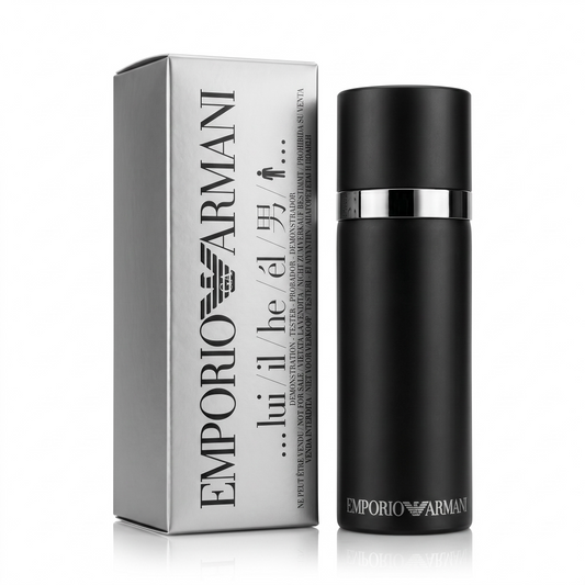 Emporio Armani perfume bottle and packaging on a white background