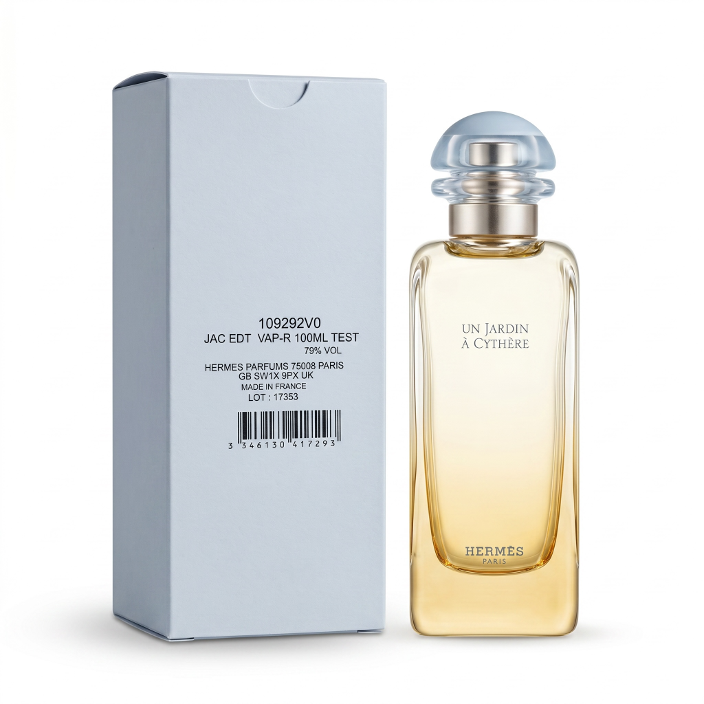 Hermes perfume bottle and packaging on a white background