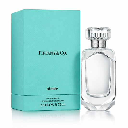 Tiffany & Co. perfume bottle and packaging on a white background
