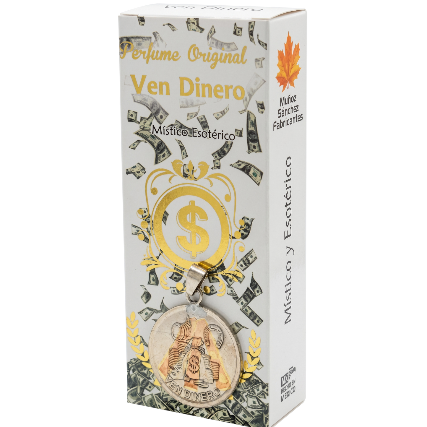 Ven Dinero Esoteric Perfume with Collectible  Protective Amulet Medallion