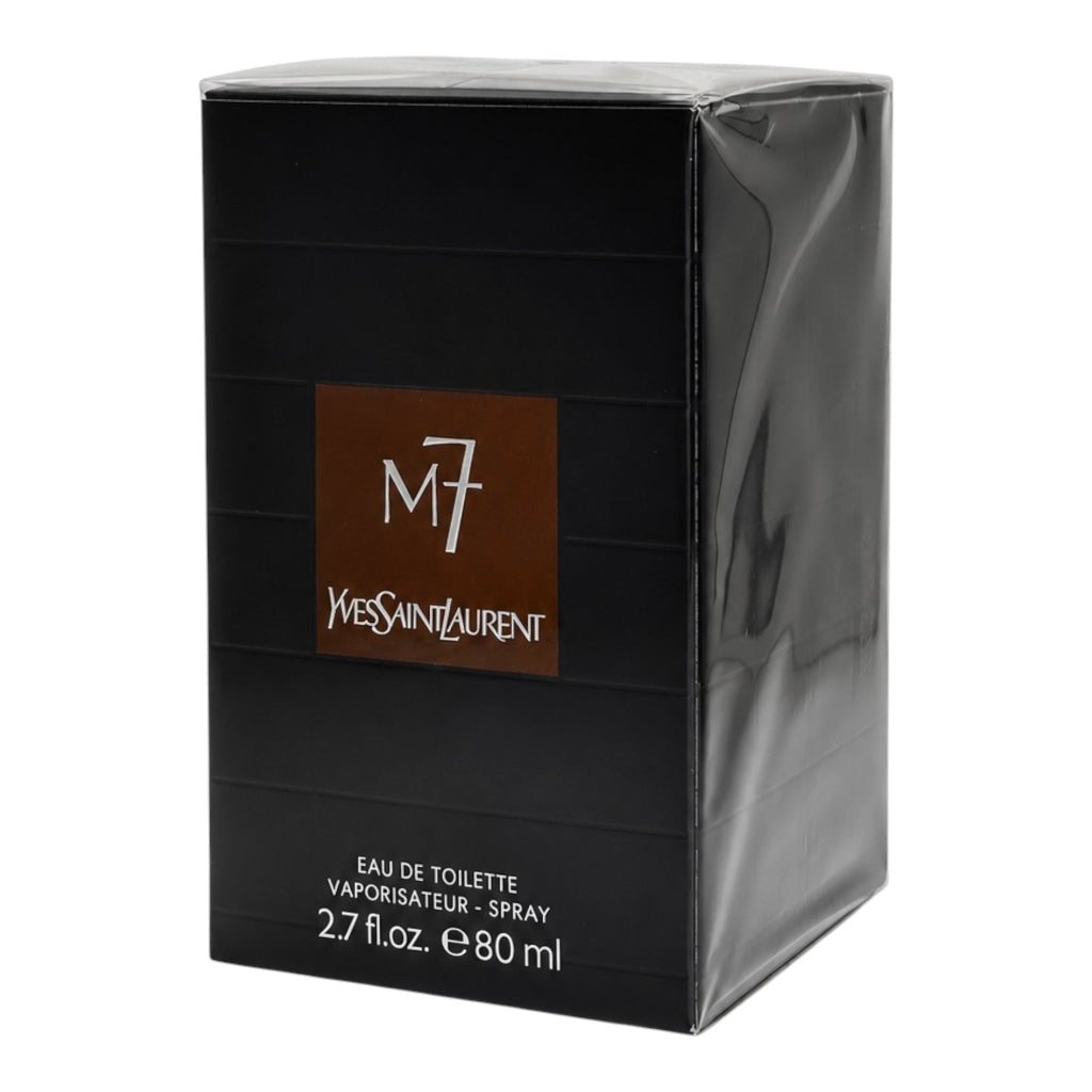 Yves Saint Laurent M7 perfume packaging on a white background