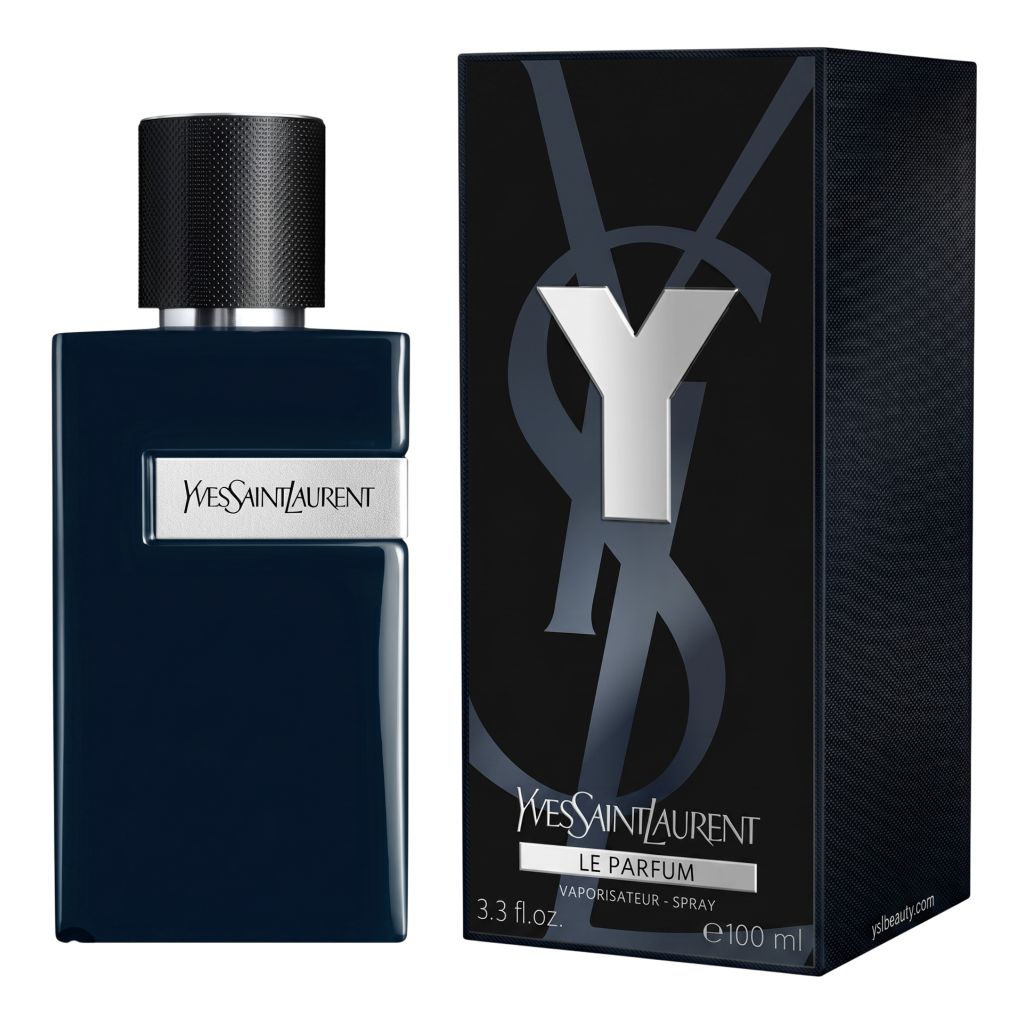 Yves Saint Laurent perfume bottle and packaging on a white background