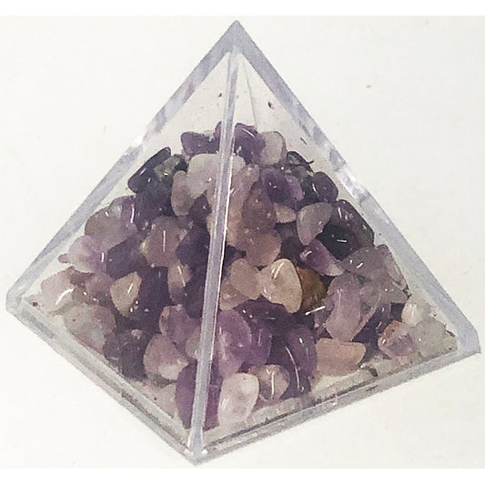 Chip de gema de amatista en pirámide - 4x4x4 CM pequeño