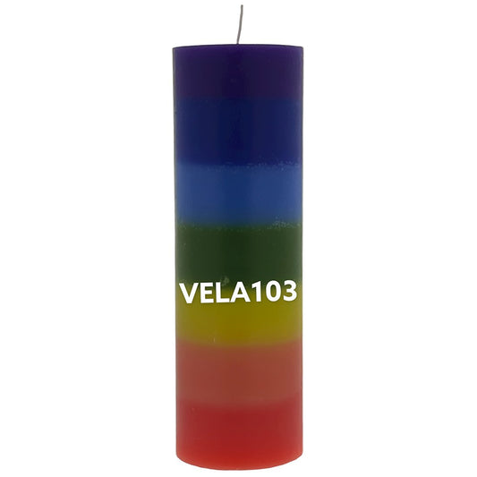 Vela Cirio - Chakra Redondo de 7 Colores - 3x9"